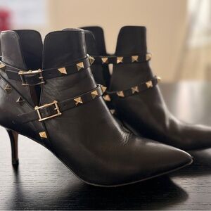 Valentino Rockstud Black Ankle Boots